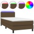 Cama box spring con colchón LED tela marrón oscuro 100x200