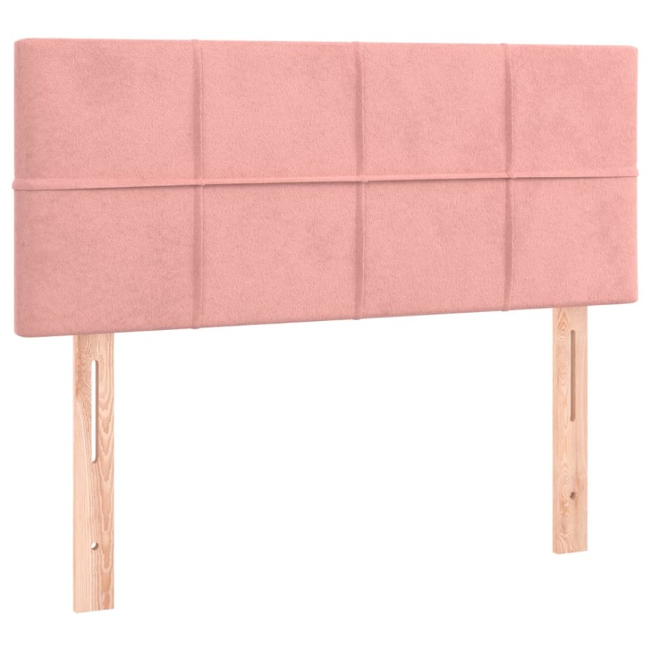 Cama box spring colchón y LED terciopelo rosa 90x190