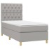 Cama box spring colchón y luces LED tela gris claro 80x200