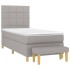 Cama box spring con colchón tela gris claro 80x200