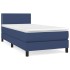 Cama box spring con colchón tela azul 90x200
