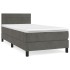 Cama box spring con colchón terciopelo gris oscuro 90x190
