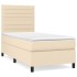 Cama box spring con colchón tela color crema 90x200
