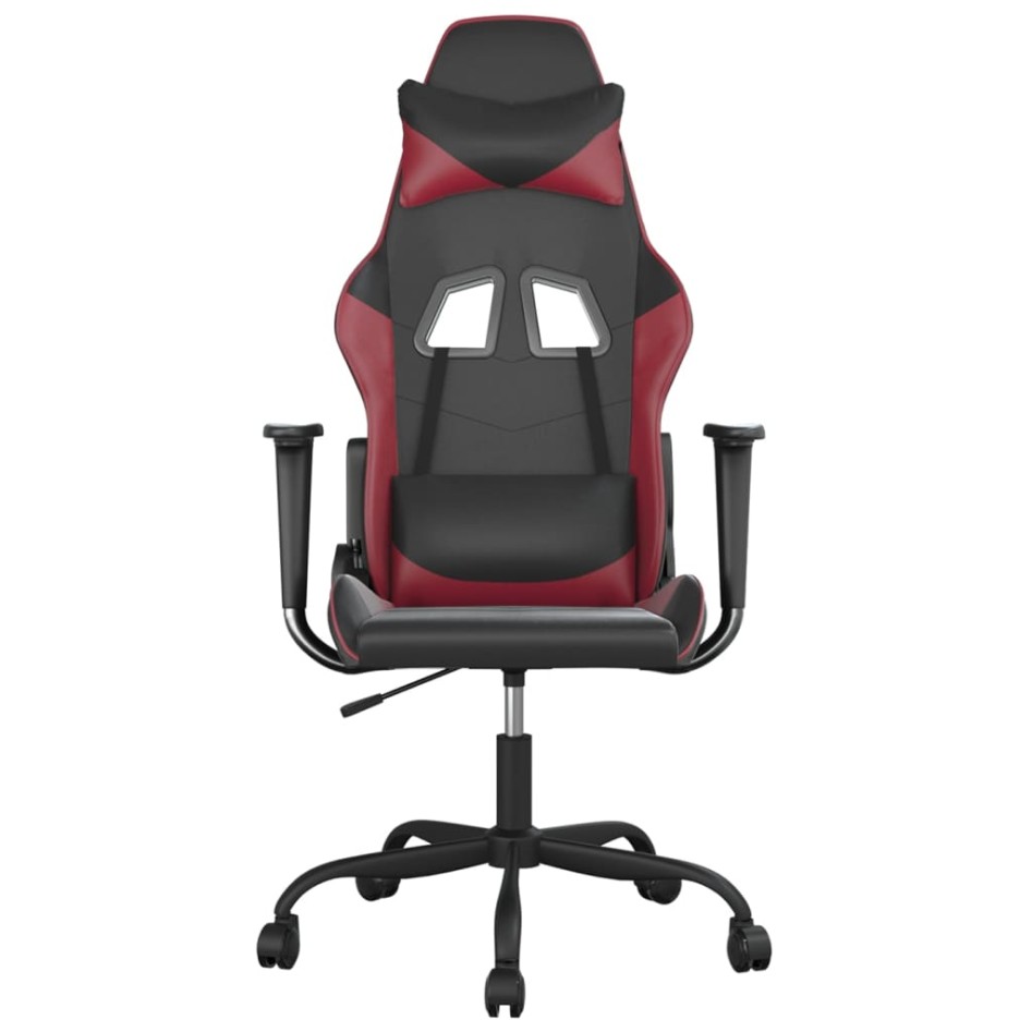 Silla gaming cuero sintético negro y rojo vino