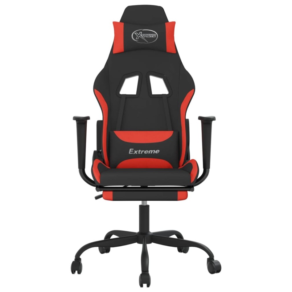 Silla gaming con reposapiés tela negro y