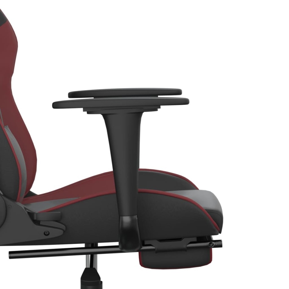 Silla gaming con reposapiés cuero sintético negro rojo