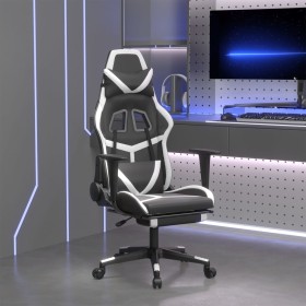 Silla gaming con reposapiés cuero sintético negro
