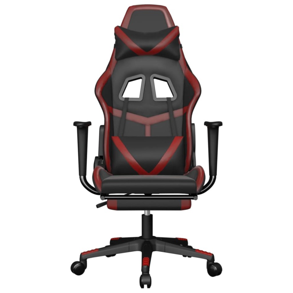 Silla gaming con reposapiés cuero sintético negro rojo