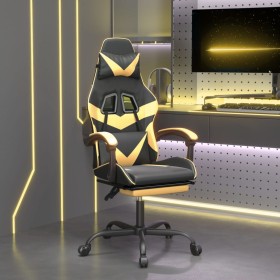 Silla gaming con reposapiés cuero sintético negro