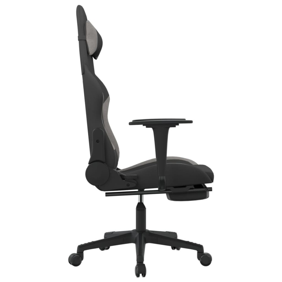Silla gaming con reposapiés tela gris claro y