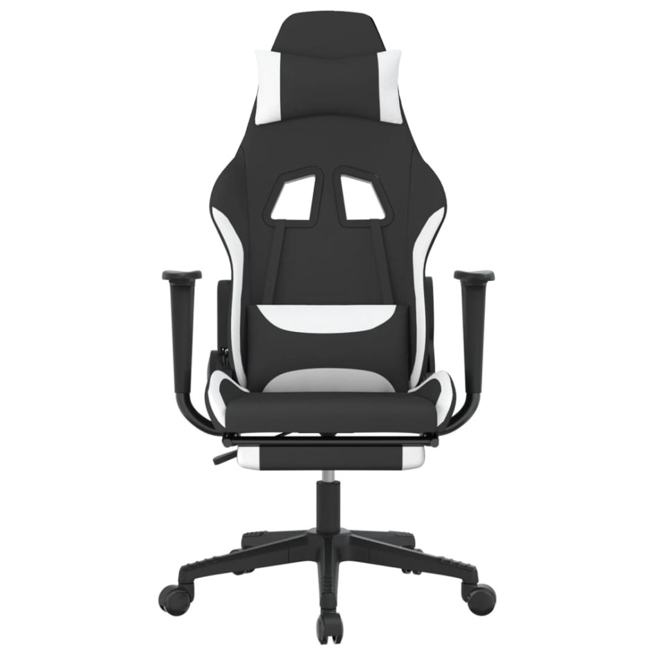 Silla gaming con reposapiés tela negro y
