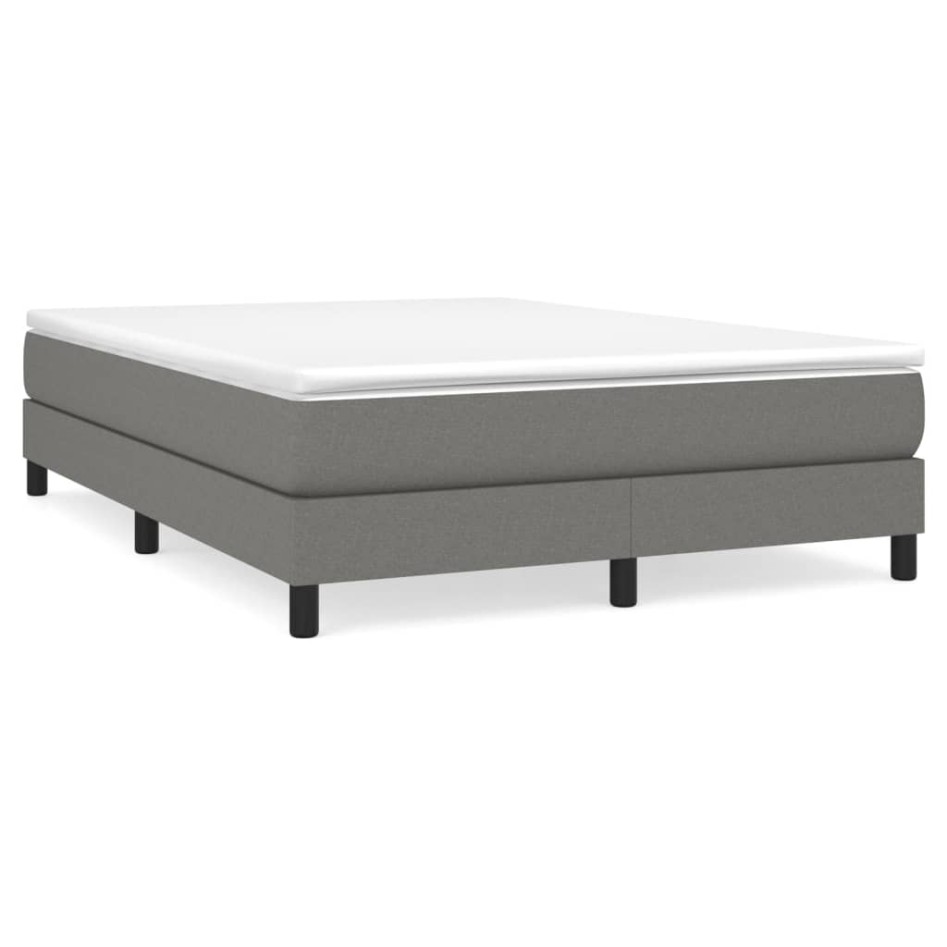 Cama box spring con colchón tela gris oscuro 140x200