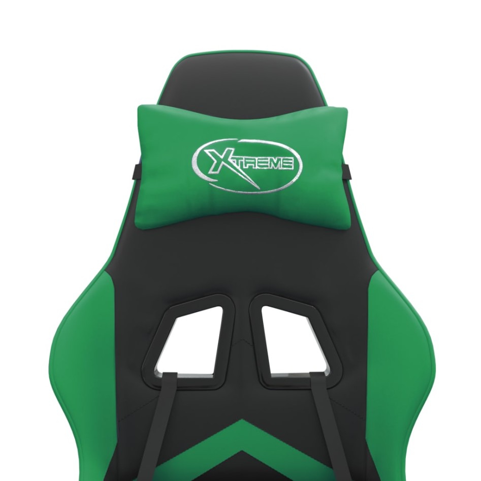 Silla gaming con reposapiés cuero sintético negro