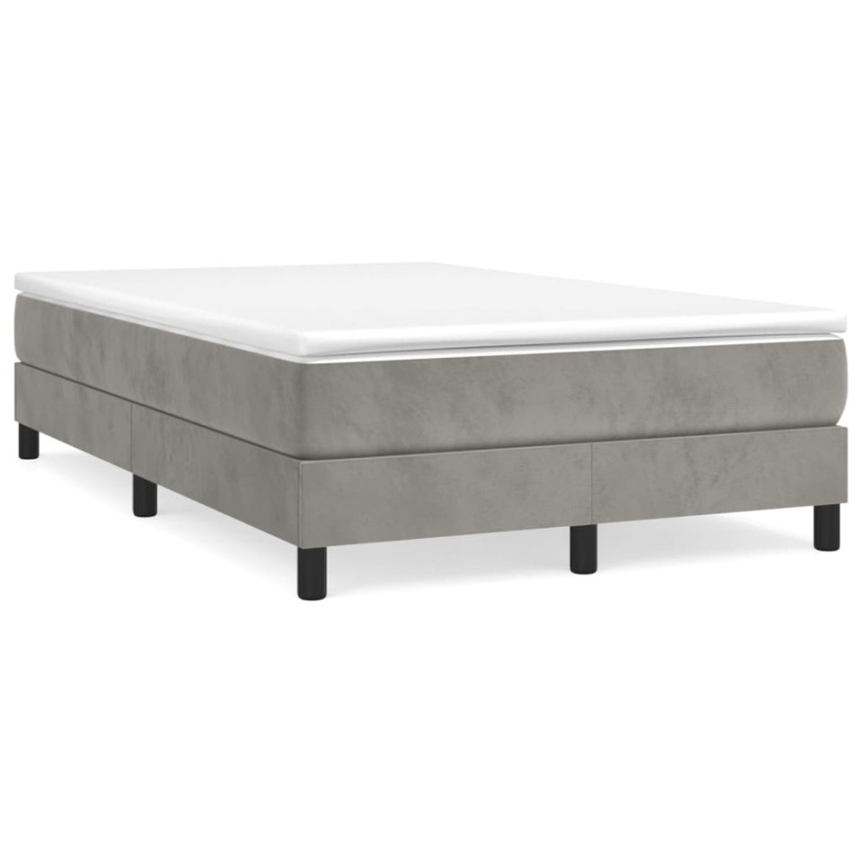 Cama box spring con colchón terciopelo gris claro 120x200