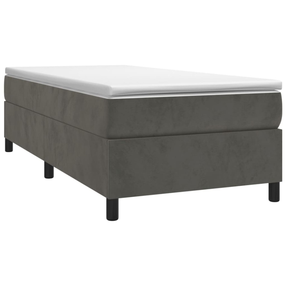 Cama box spring con colchón terciopelo gris oscuro 90x200