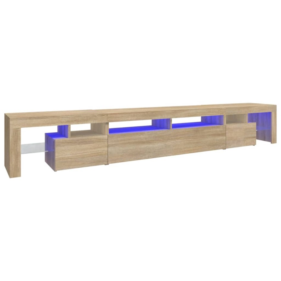 Mueble de TV con luces LED roble Sonoma 260x36,5x40