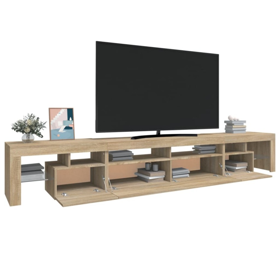 Mueble de TV con luces LED roble Sonoma 260x36,5x40