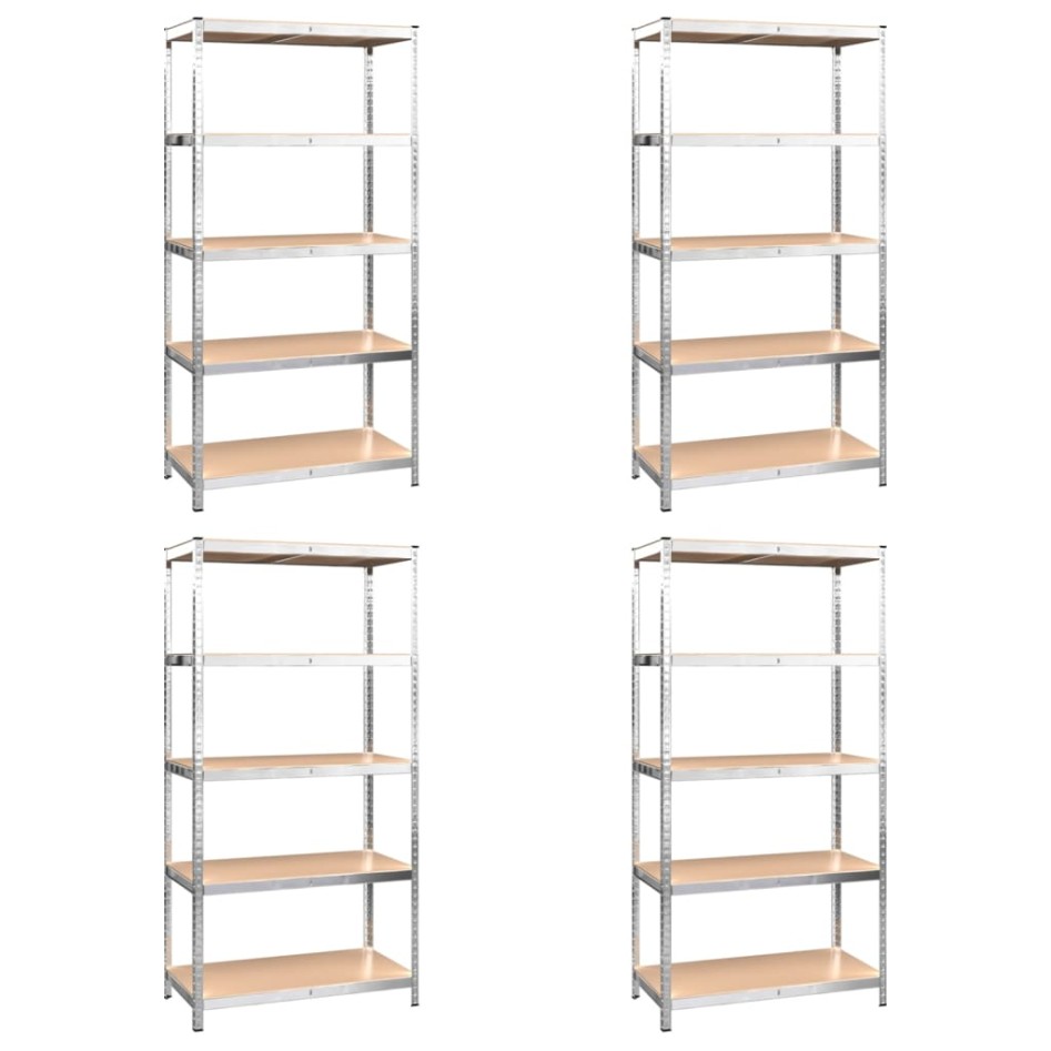 Estantería 5 niveles 4 uds acero madera contrachapada