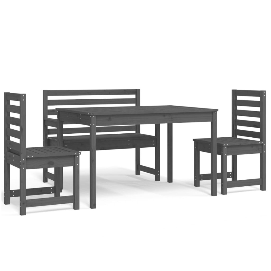 Juego de comedor de jardín 4 piezas madera maciza pino