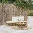 Set de muebles de jardín 4 piezas bambú y cojines blanco