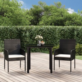 Set comedor de jardín 3 pzas con cojines ratán sintético