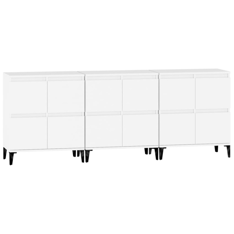 Aparadores 3 uds madera contrachapada blanco 60x35x70