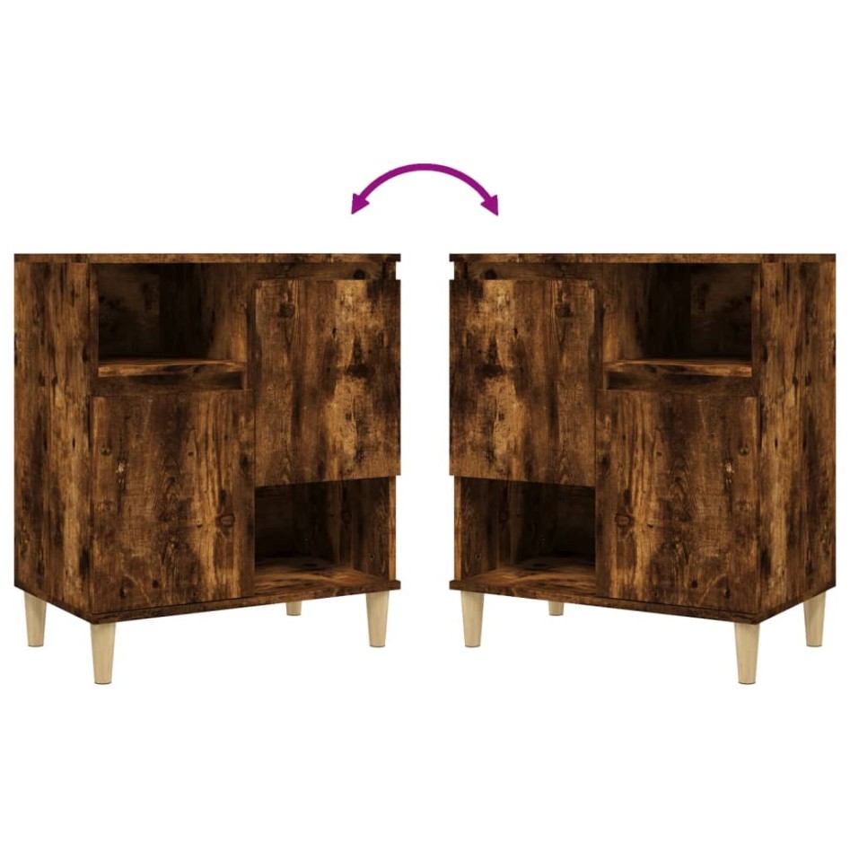 Aparadores 3 uds madera contrachapada roble ahumado 60x35x70