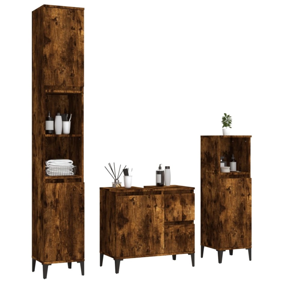 Set de muebles baño 3 pzas madera contrachapada roble