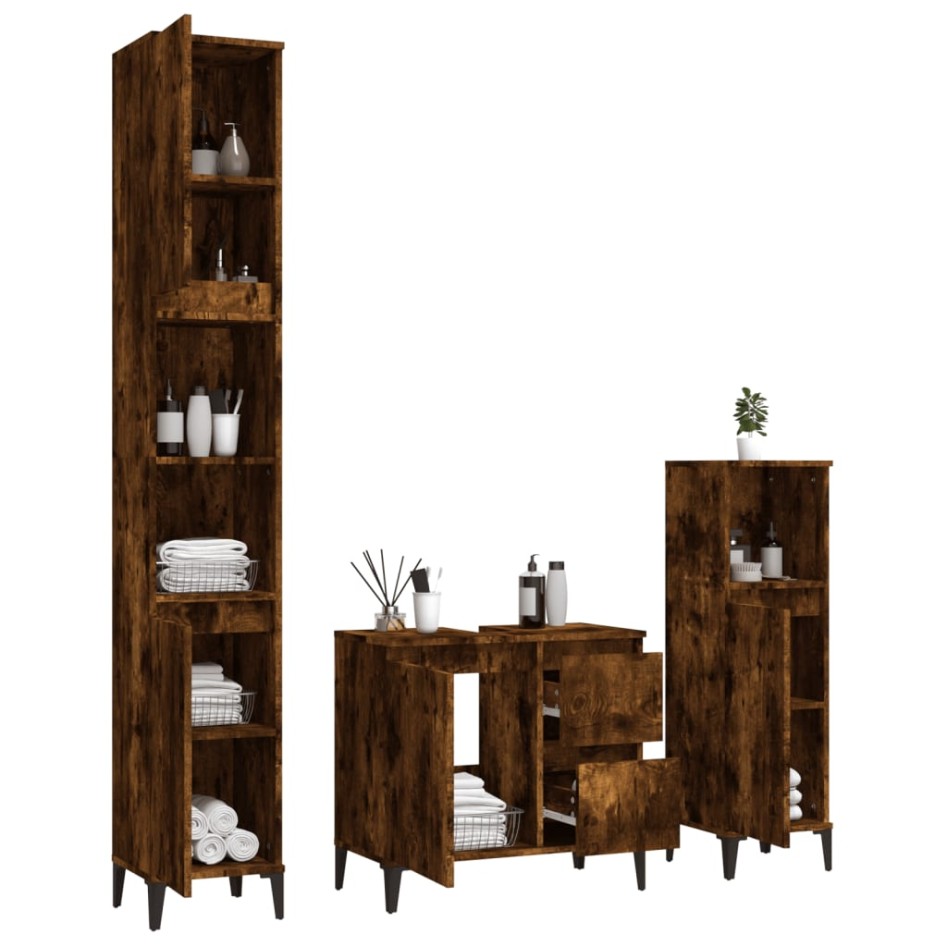 Set de muebles baño 3 pzas madera contrachapada roble