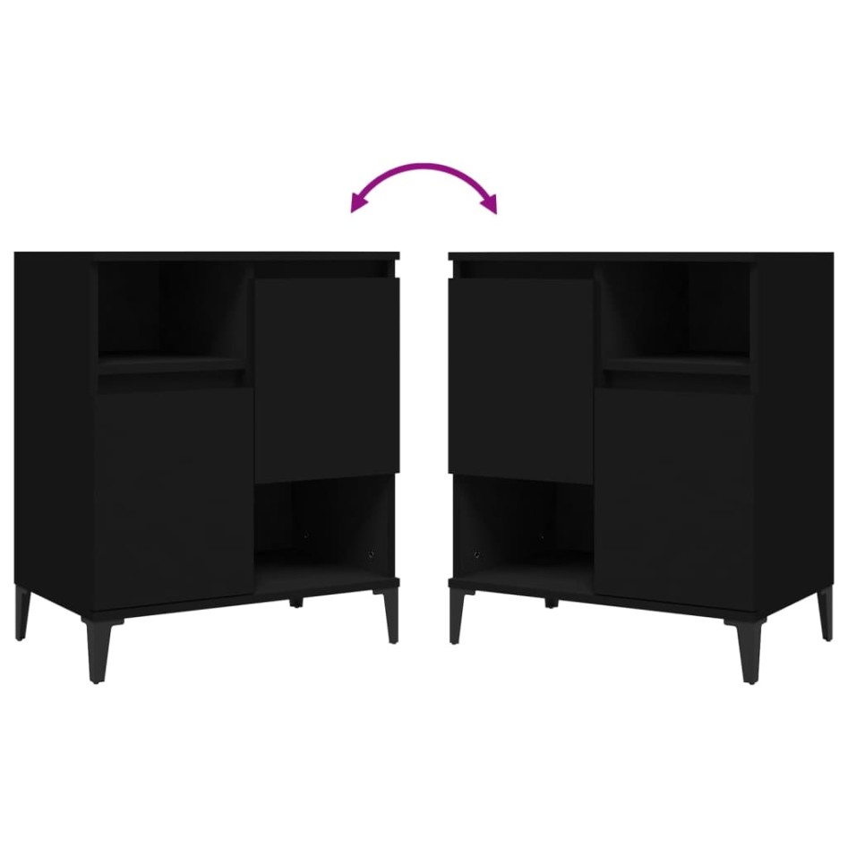 Aparadores 2 uds madera contrachapada negro 60x35x70