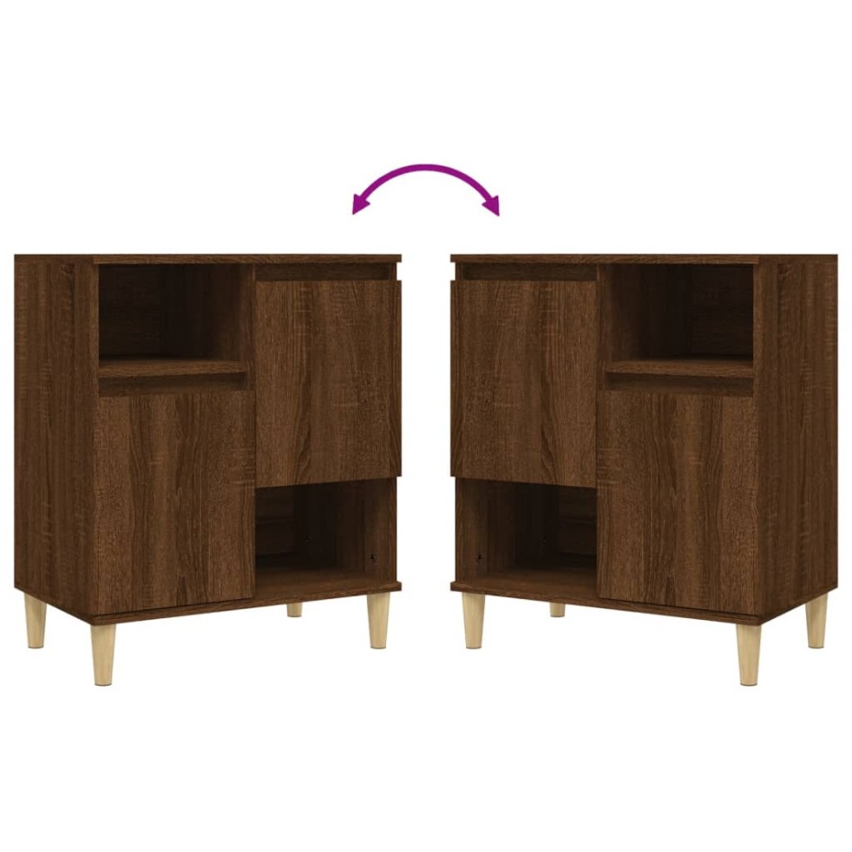 Aparadores 3 uds madera contrachapada marrón roble 60x35x70