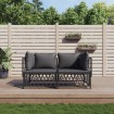 Juego muebles de jardín 2 pzas y cojines acero gris antracita