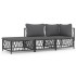 Juego muebles de jardín 3 pzas y cojines acero gris