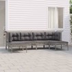Set de muebles de jardín 6 pzas y cojines ratán sintético gris