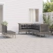 Set de muebles de jardín 7 pzas y cojines ratán sintético gris