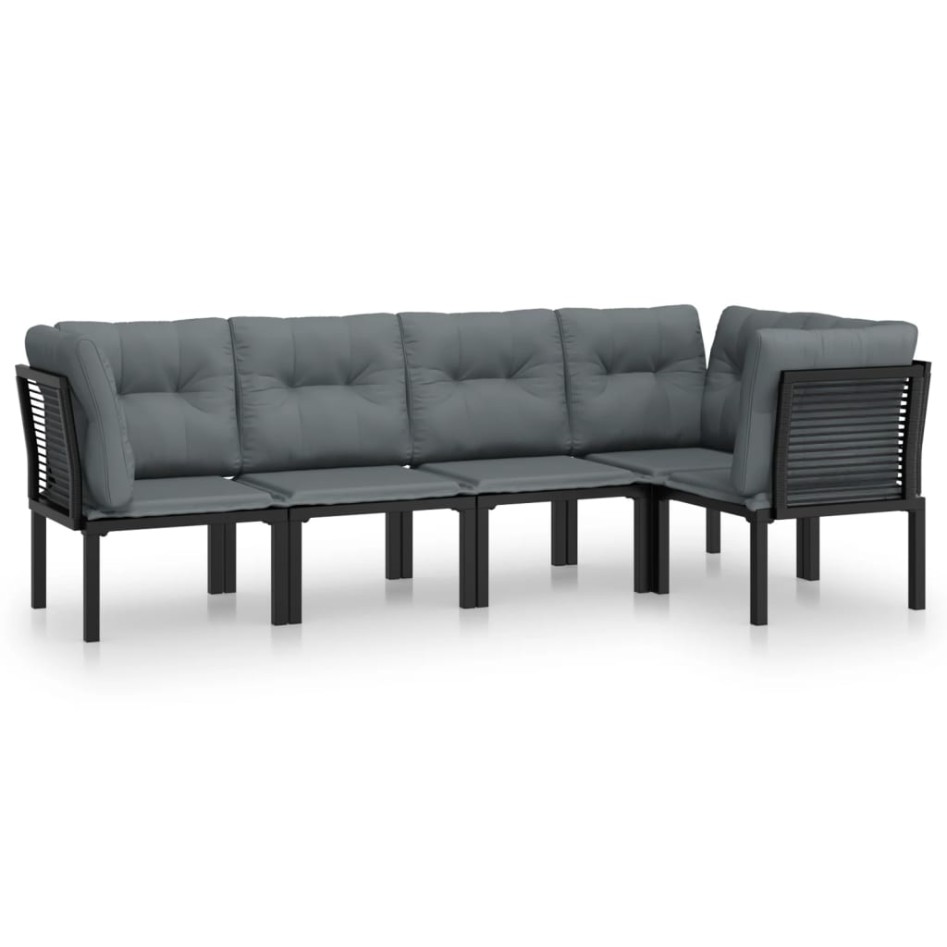 Juego de muebles de jardín 5 pzas ratán sintético negro y