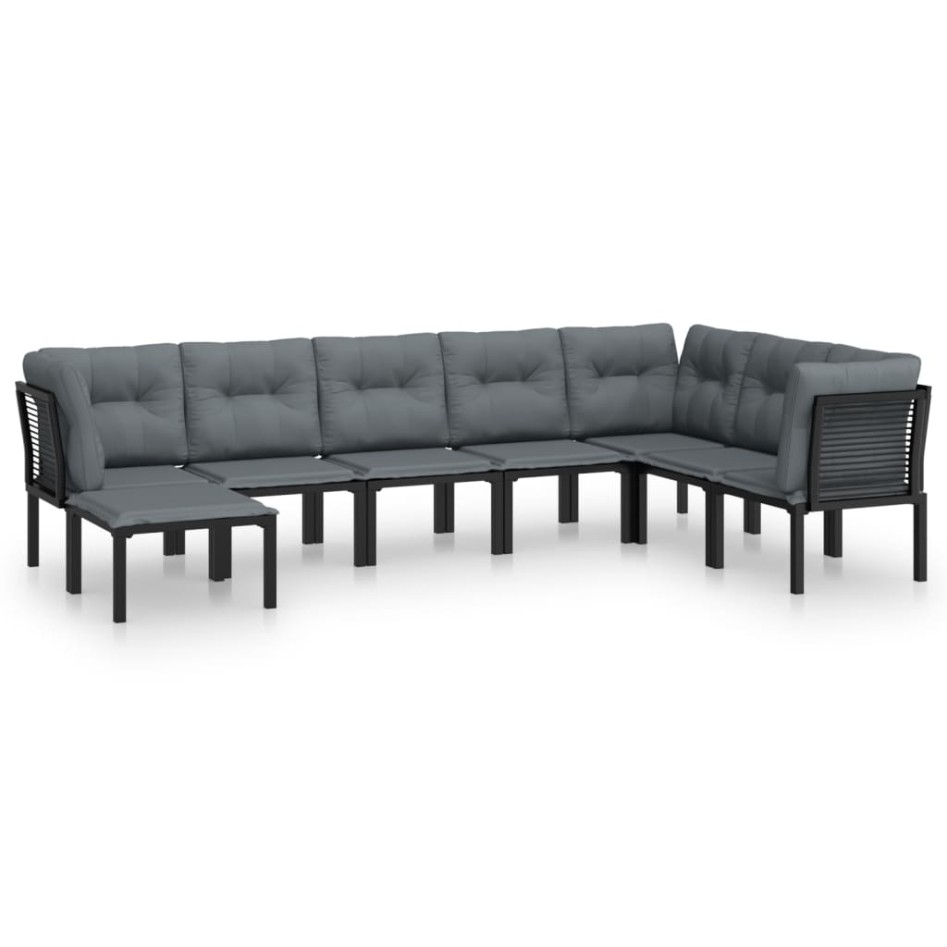 Juego de muebles de jardín 8 pzas ratán sintético negro y