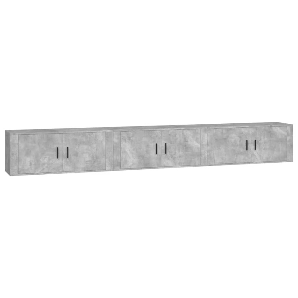 Muebles para TV de pared 3 uds gris hormigón 100x34,5x40