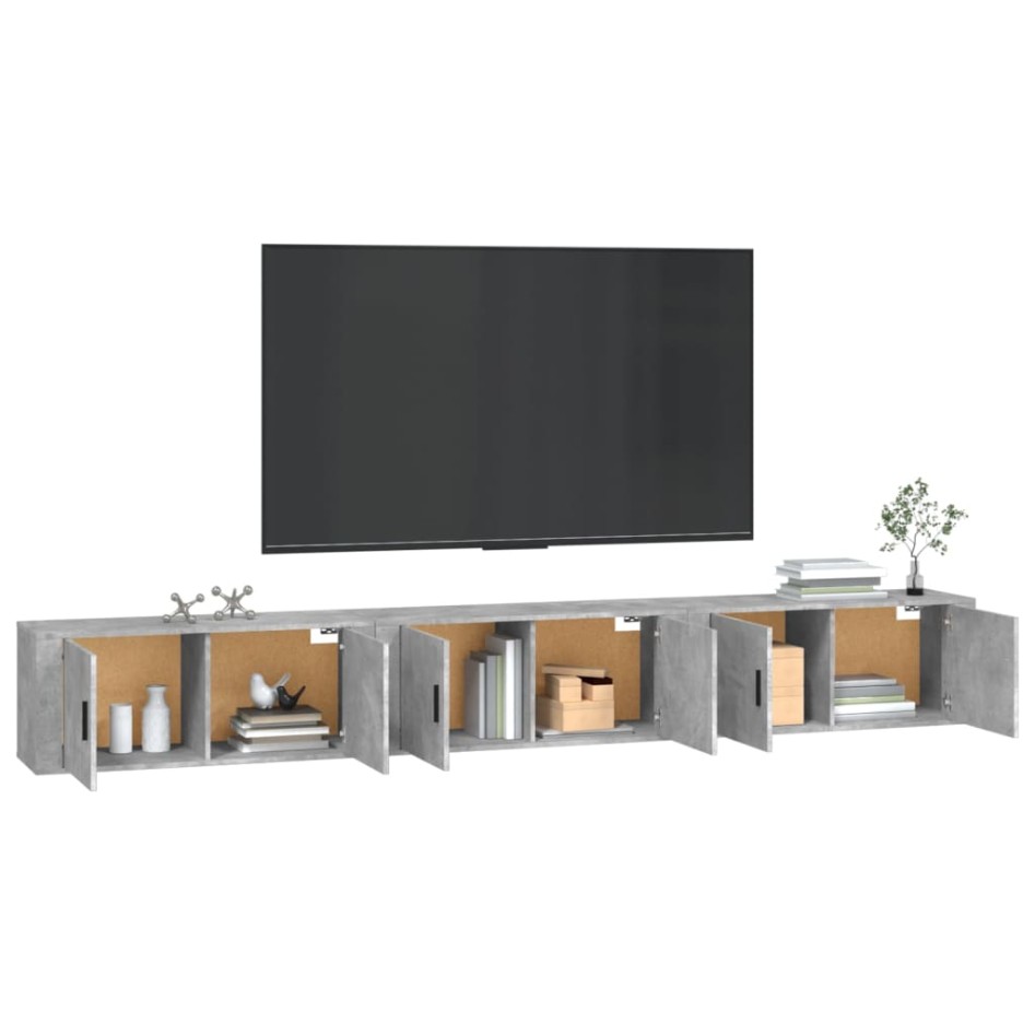 Muebles para TV de pared 3 uds gris hormigón 100x34,5x40