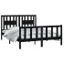 Estructura de cama con cabecero madera pino negro 140x200