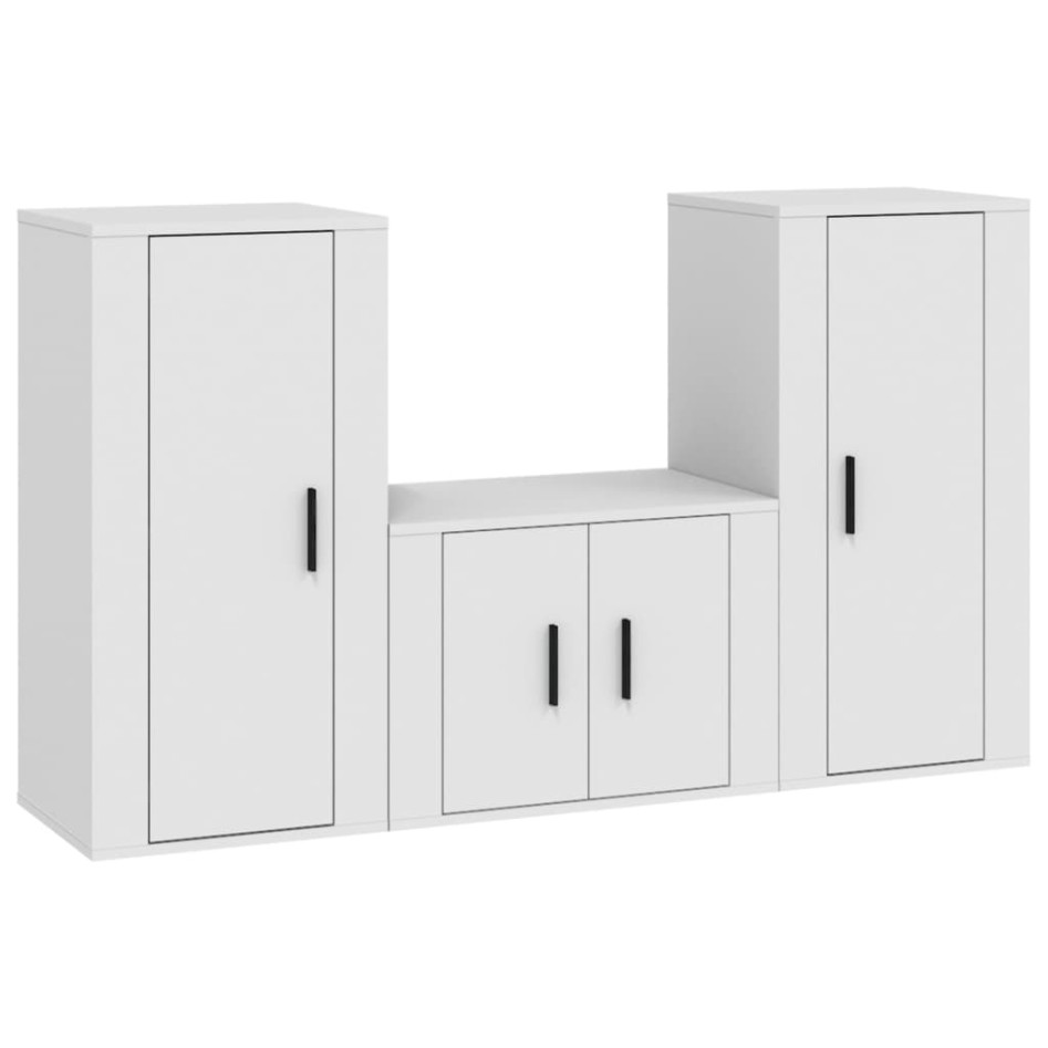 Set de muebles de TV 3 piezas madera contrachapada