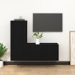 Set de muebles para TV 2 piezas madera contrachapada negro