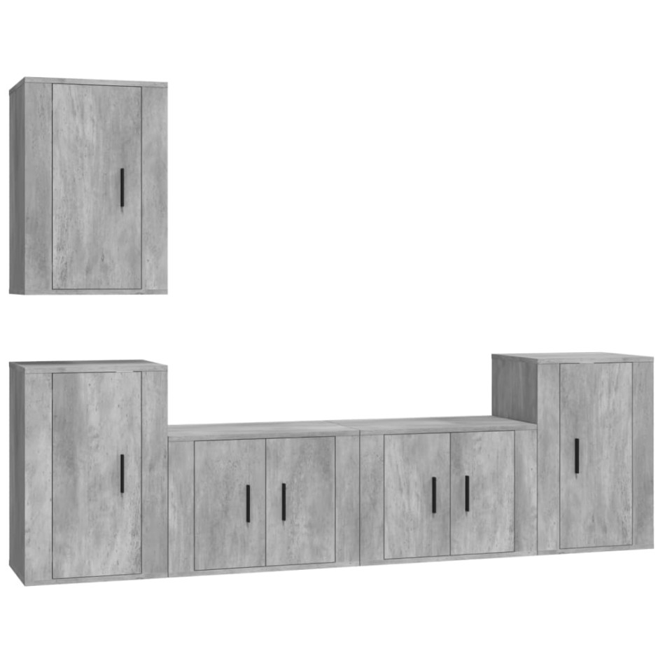Set de muebles de TV 5 pzas madera contrachapada gris