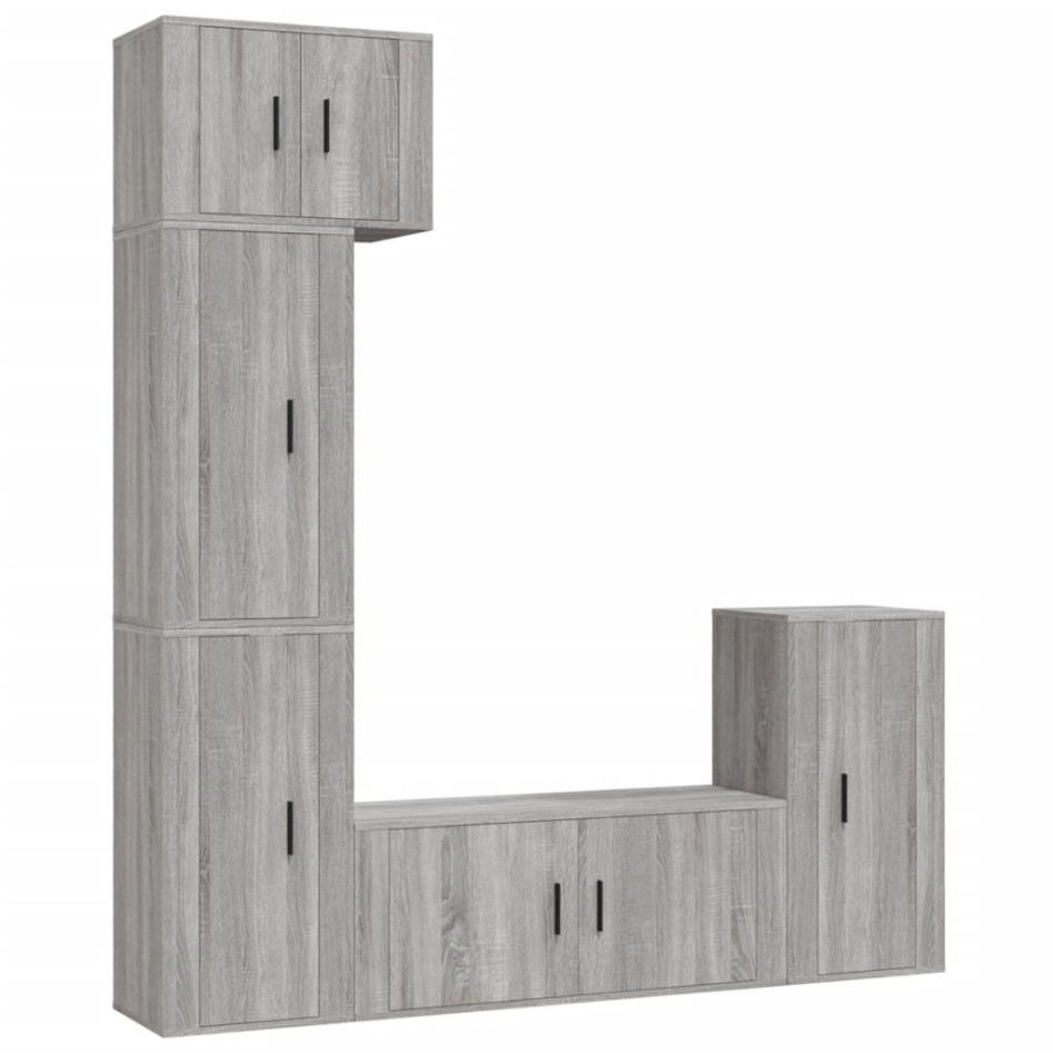 Set de muebles para TV 5 pzas madera contrachapada gris