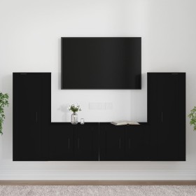 Set de muebles para TV 4 piezas madera contrachapada