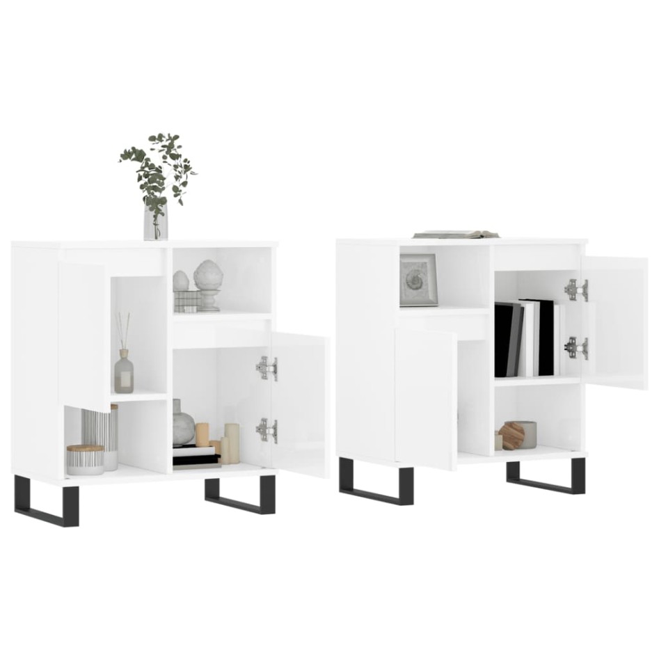 Aparadores 2 uds madera contrachapada blanco