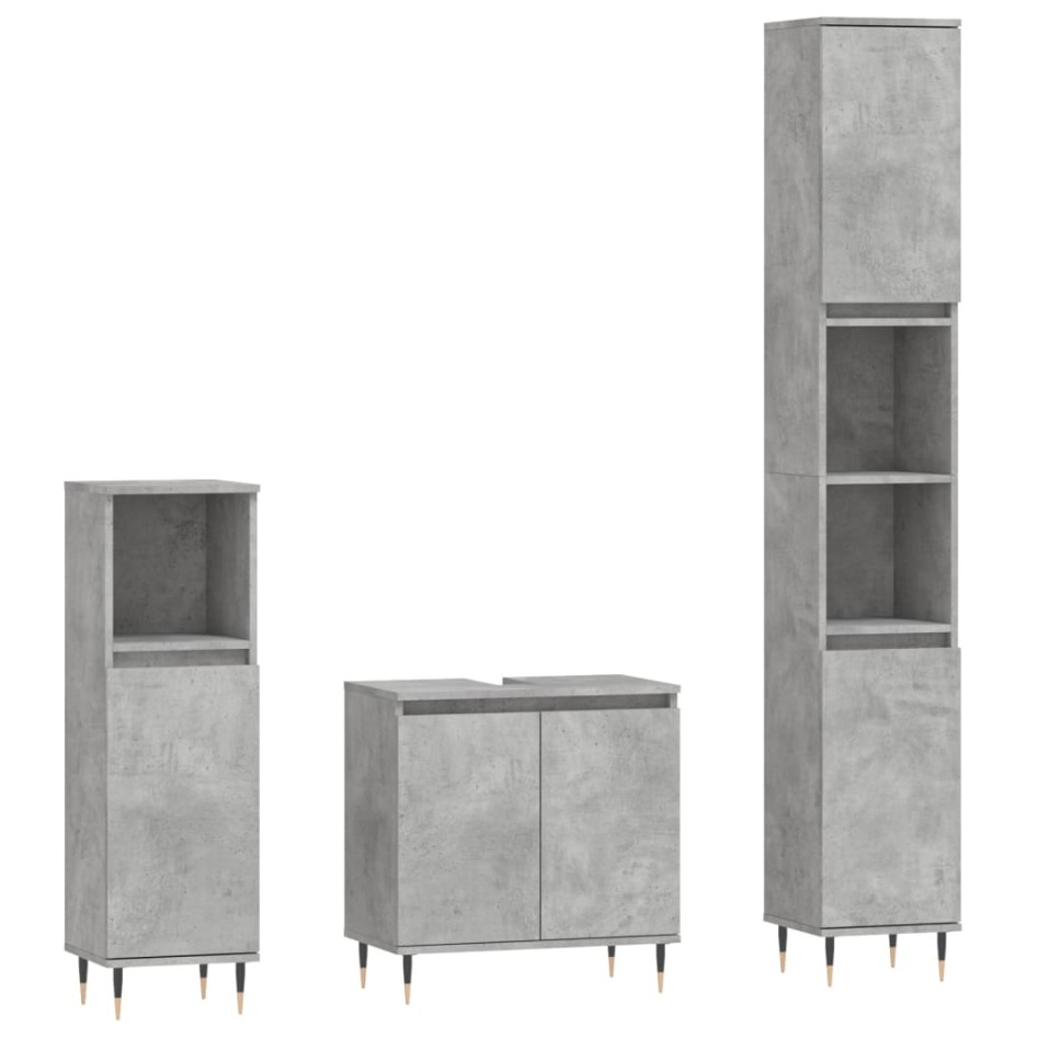 Set muebles de baño 2 piezas madera contrachapada gris