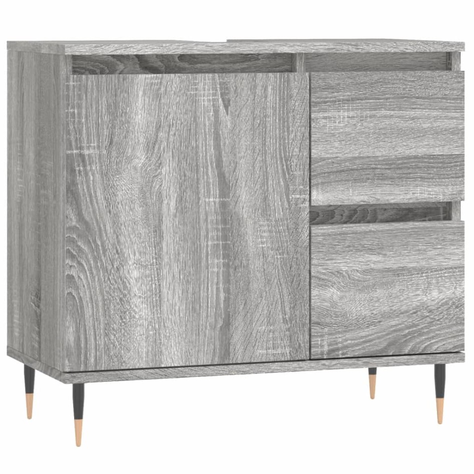 Set de muebles de baño 3 pzas madera contrachapada gris