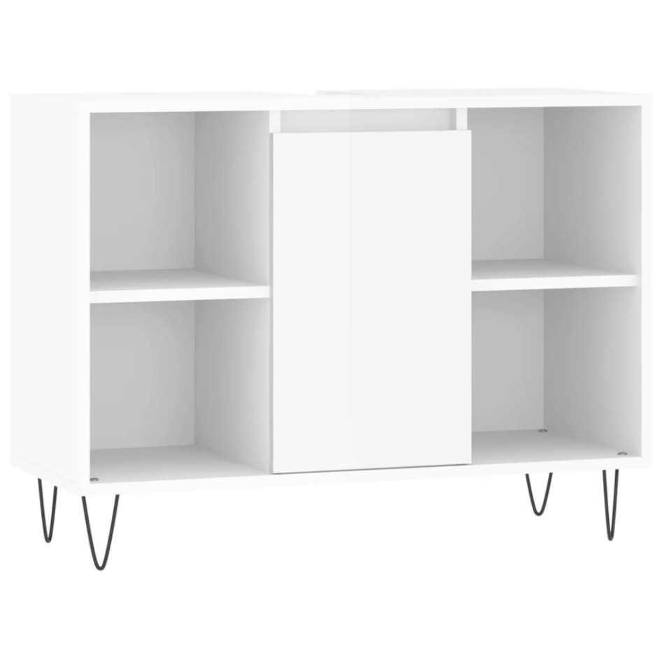 Set muebles de baño 3 piezas madera contrachapada blanco