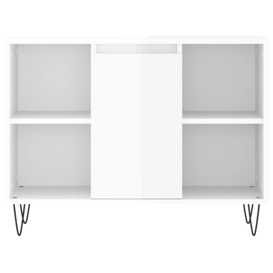 Set muebles de baño 3 piezas madera contrachapada blanco